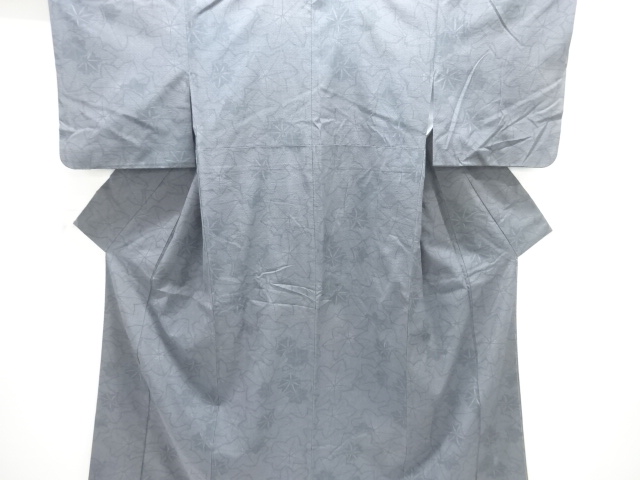 JAPANESE KIMONO / ANTIQUE KIMONO / SILK / TSUMUGI / WOVEN ABSTRACT FLOWERS